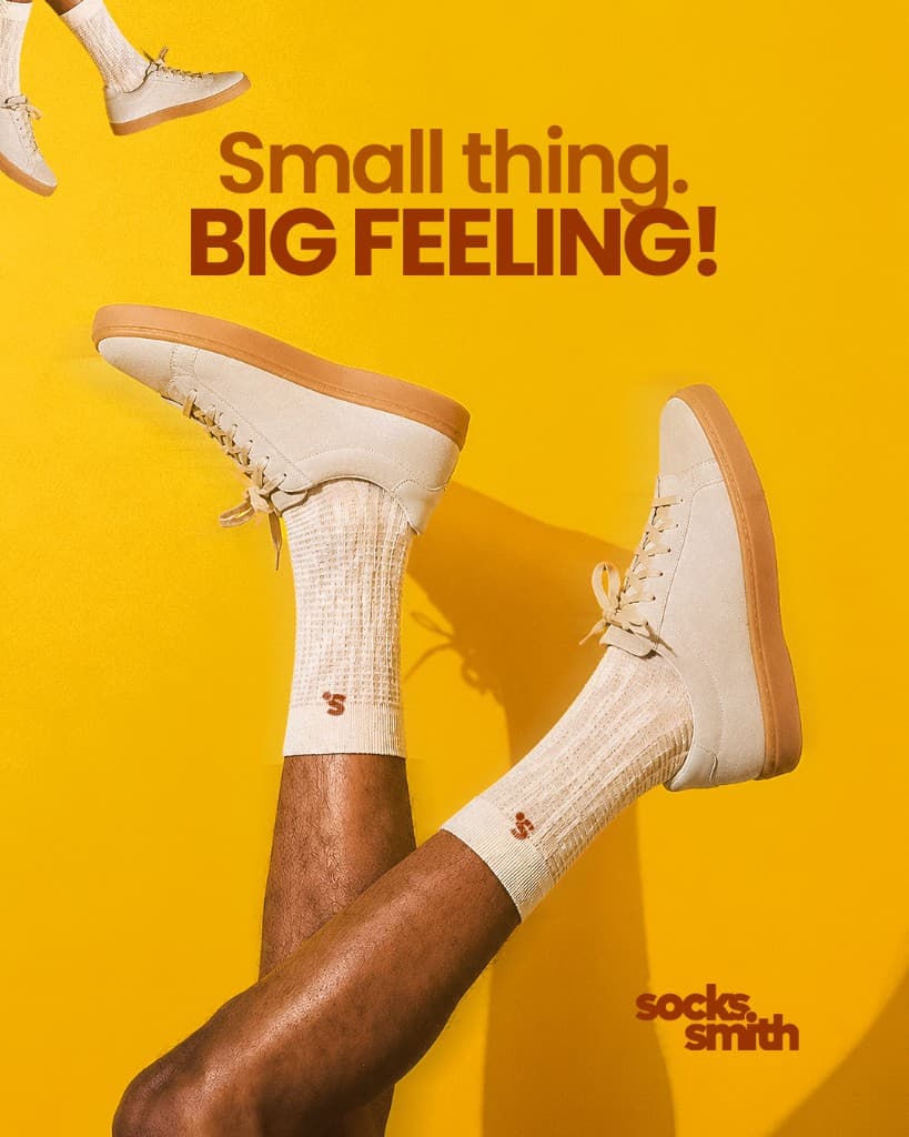 Cream socks on yellow